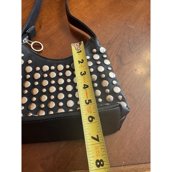 Vintage Y2K Nine West Black Weighted Studded Shoulder Bag ALL MAN MADE MATERIALS - Picture 8 of 9